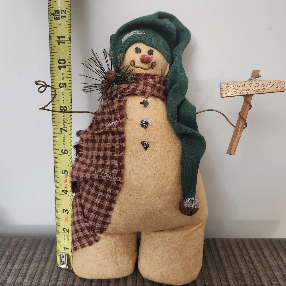 Rustic Handmade Crafted Snowman Winter Holiday Decoration Primitive